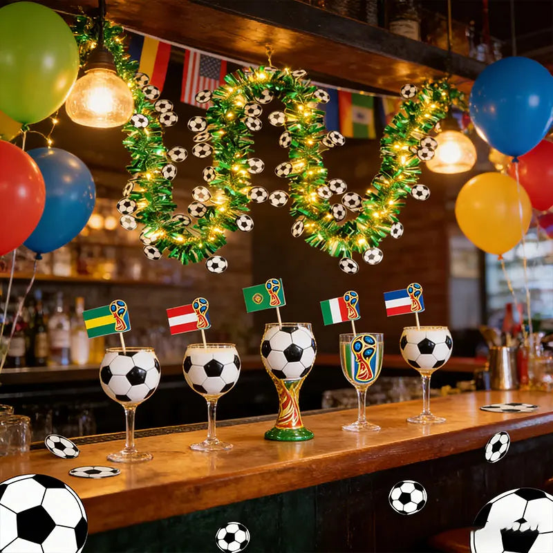 Soccer Theme Tinsel Garland with LED Lights | Matchday Party Decorations