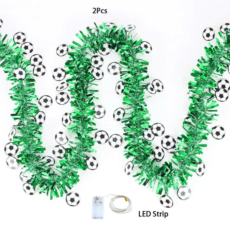 Soccer Theme Tinsel Garland with LED Lights | Matchday Party Decorations